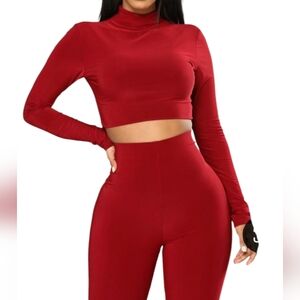 FashionNova Smile Set Burgundy